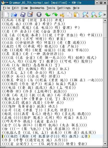 Image of sample parser output for Chinese